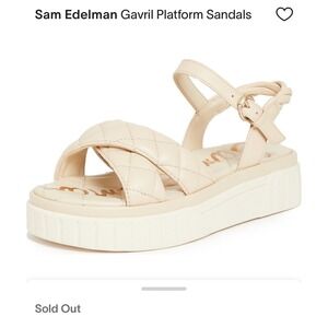 Sam Edelman Gavril Platform Sandals Quilted Straps Ankle Buckle‎ Beige 8M
